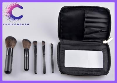 China Classical black handle travel makeup brush sets with mirror black striple bag for sale