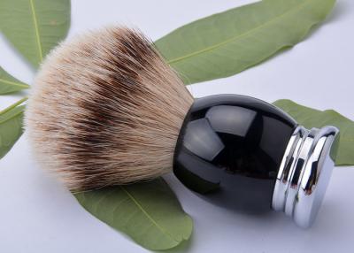 China Luxury metal base black handle silver tipped badger hair shaving brush 22mm for sale