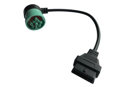 China Hembra verde de ángulo recto de J1939 Deutsch 9-Pin a J1962 OBD2 16 Pin Female Cable en venta