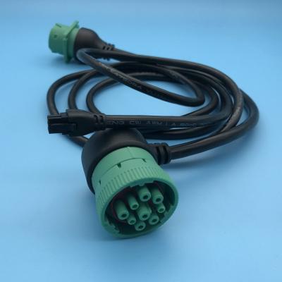 China Right Angle Deutsch 9 Pin J1939 Female to Molex 6 Pin Female and Deutsch 9-Pin Male Y Cable for sale