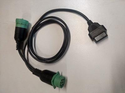 China Green Deutsch 9-Pin J1939 Male to OBD2 OBD-II Female and J1939 Female CAN Bus Y Cable for sale