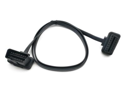 China OBD2 OBDII 16-Pin J1962 Right Angle Male to Female Extension Flat Cable for sale