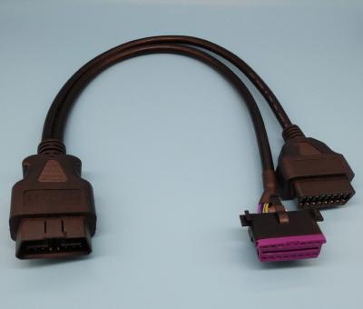 China Overmolded OBD2 Y Cable J1962 OBDII OBD2 Male To OBD2 Female Volkswagen OBD2 Female for sale