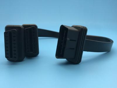 China OBD2 OBDII 16 Pin J1962 Male to Dual Female Flat Splitter Y Cable for sale