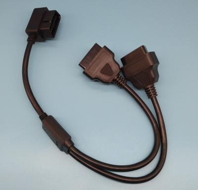 China OBD2 OBDII J1962 Right Angle Male to Dual Female Round Splitter Y Cable for sale