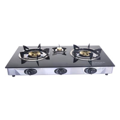 China Hotel CE Certificate Stove Manufacturing Appliances Kitchen 3 Burner Tempered Glass Gas Stove for sale