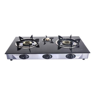 China Hotel China Supplier Wholesale Price 3 Burner Tempered Glass Electric Gas Stove for sale