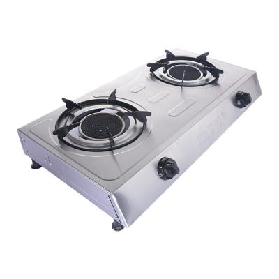 China Hotel wholesale price stainless steel 2 burner lpg gas stove manufacture for sale