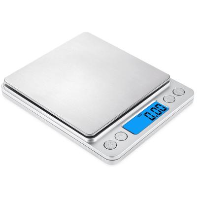 China Weight Measuring Silver I2000 Battery Weight Electronic Kitchen 2 * AA Battery 3kg 2 * 1.5v Scales Digital for sale