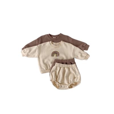 China Rainbow Pure Australia USA Autumn Baby Clothing Sets Cotton Sweatershirs With Shorts Pure Cotton Toddler Boys Suits For 0-2 Years for sale