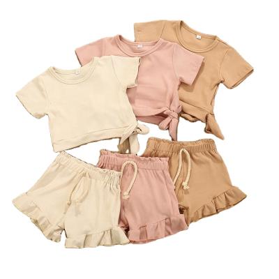 China Australia USA Statistical Fashions Anti-Shrink Baby Outfits Toddler Girls Summer Short Sleeve Full Fabrics Suits Clothing Sets for sale