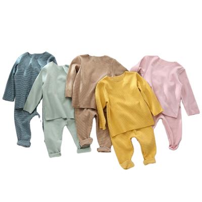 China JYSH Natural Pajamas Babies Babies Sleepwear Long Sleeve T-shirts Newborn Pajamas Anti-Shrink Pants 2pcs Highwaist for sale