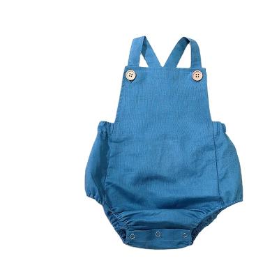 China 100% Korean Cotton Australia Toddler Baby Rompers Autumn Sleeveless Adjustable Linen Cotton Overalls For 0-3 Years for sale