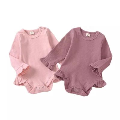 China Newborn Rompers Autumn Long Sleeve Ruffles Knitted Rib Baby Rompers Statistical Institute of Australia USA Newborn Overalls for sale