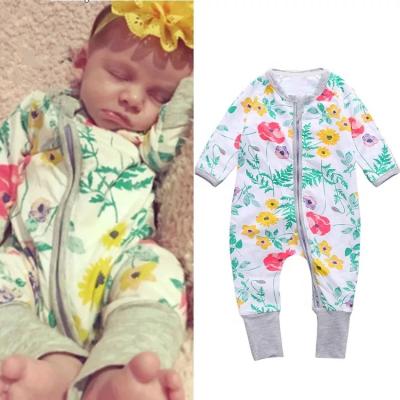 China Newborn Overalls KTFS 40 Colors Print Newborn Overalls Jumpsuits Toddler Bodysuits Fabrics Summer Long Sleeve Floral Zipper Rompers for sale