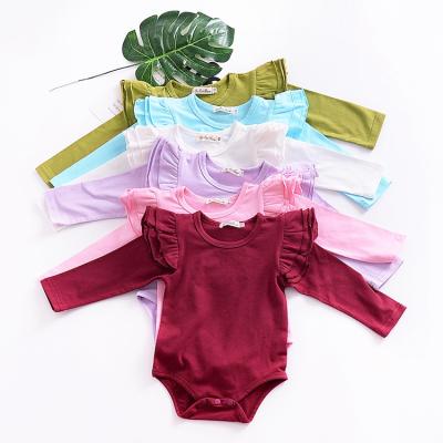 China Newborn Jumper Fly Sleeve Baby Rompers Simple Newborn Autumn 8 Colors Statistical Australia USA Cotton Baby Clothes Overalls for sale