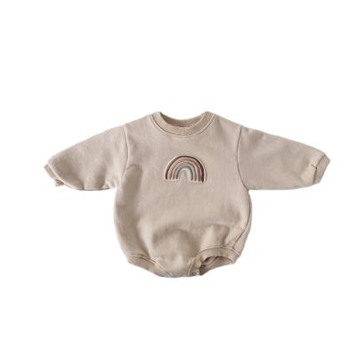 China 100% Newborn Cotton Autumn Baby Jumpsuits Australia USA Baby Overalls Rainbow Embroidery Newborn Rompers for sale