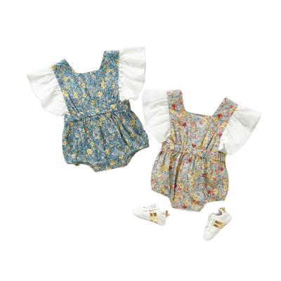 China Infant Jumpsuits ZHBB Australia INS Girls Summer Newborn Infant Jumpsuits Ruffles Pilot Floral Sleeve Baby Romper for sale