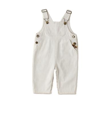 China Newest Color Fade Proof Australia UK USA Designer Infant Trousers Spring Autumn Canvas Suspender Buttons Open Washed Cotton Baby Overalls for sale