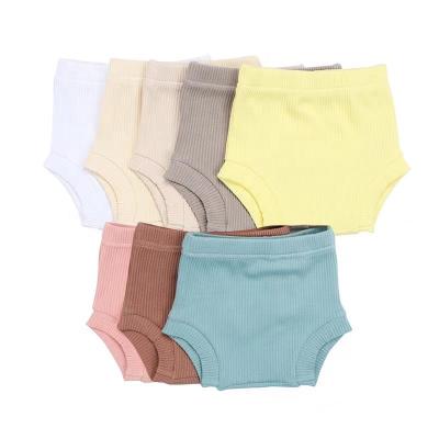 Китай Color Fade Proof Australia USA Ribbed Single Breasted Solid Plain Bloomers Newborn Infant Baby Summer Cotton Bottoms Shorts продается