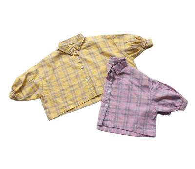 China FMFS Anti-Shrink Bat Wing Sleeve Kids Boys Shirt Plaid Korean Canvas Shirts Central Institute of Statistics Australia Autumn Quality Children Girls Shirts for sale