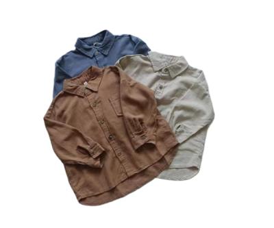 中国 FMFS CIA Australia Autumn Shirts Front Pocket Quality Cotton Linen Canvas Shirts Boys Turn-Down Collar Anti-Shrink Korean Kids Shirts 販売のため