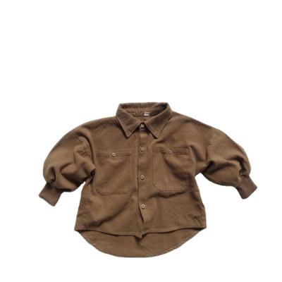 中国 HXFS Central Statistical Australia CIS Australia Anti-Shrink Autumn Puff Sleeve Shirts Kids Korean Trick-Dwon Collar Kids Shirts 販売のため