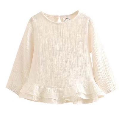 China 100% Anti-Shrink Chiffon Autumn Plain Ruffles Kids Shirts Australia USA Baby Shirt OEM Cotton Blouses for sale