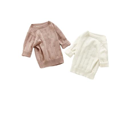 China ZHBB INS Korean Anti-Shrink Autumn Winter Long Sleeve Hollow Infant Spring Out Baby Tops Spring Babies Tees à venda