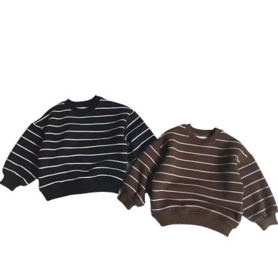 China LCFS USA Kids Outerwears Autumn Winter Striped Hoodie Girls Quality Fleece Sweatershirts Korean Anti-Shrink Boys for sale