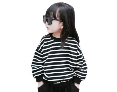 China FMFS Anti Shrink Australia Korean AutumnCotton Sweaters Puff Long Sleeve Quality Hoodies Striped Girls O-Neck Kids Sweatershirts for sale