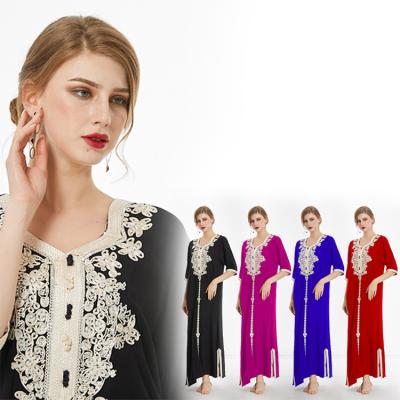 China Simple Elegant Soft Comfortable Trimming Pajamas And Long Dresses Place Collar QUICK DRY High-Grade Embroidery Fashion Handsome Fashion Abstract for sale