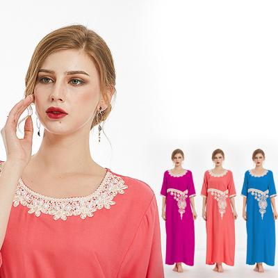 China Simple and elegant fashion high-grade embroidery round abstract soft and comfortable pajamas QUICK DRY handsome evening gown collar and for sale