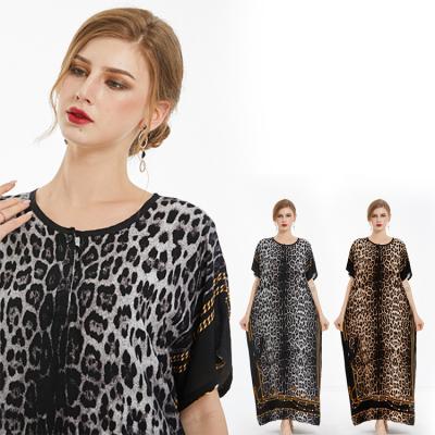 China Round Casual Comfortable Soft Breathable Long Dress Printing Neck Sleeve Loose Short Nightgown QUICK DRY Moisture Absorption for sale