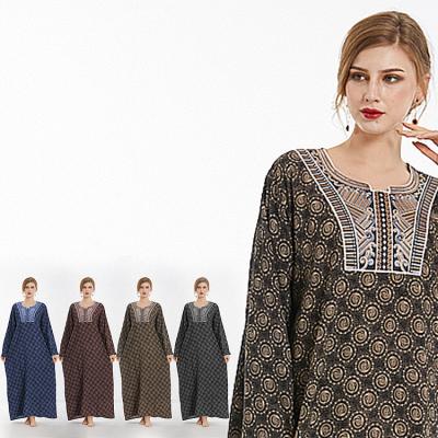 China Muslim Casual Comfortable Soft Breathable Moisture Absorption Print Loose Long Robe Sleeve Pajamas Skirt for sale