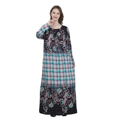 China Long Sleeve 2020 Fashion Clothing Long Dress Islamic Muslim Elegant Flower Print Big African Clothing Dubai Abaya for sale