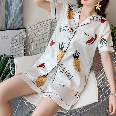 China Abaya Two Piece Set Casual Micro Elastic Short Sleeve Loose Silk Women's Pajamas QUICK DRY Lace Dubai 2020 New for sale