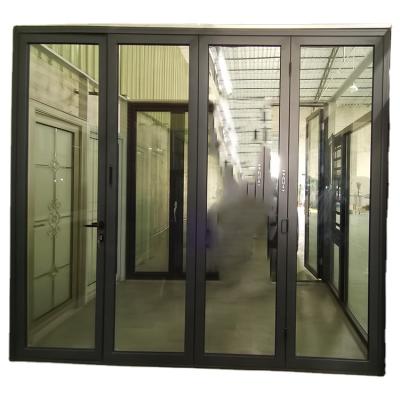 China Outdoor Folding Screen Folding Door Office Terrace Balcony Veranda Aluminum Sliding Aluminum Glass Folding Patio Glass Doors Folding Door for sale