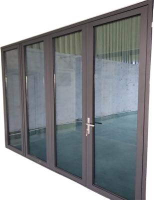 China Exterior Sound Insulation Folding Door Office Terrace Balcony Veranda Aluminum Sliding Patio Glass Doors Aluminum Folding Glass Door for sale