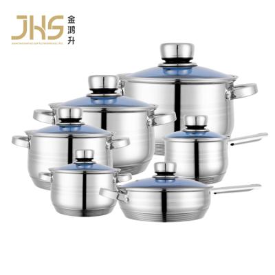 China JHS Viable Wholesale Cooking Pot Pan Casserole Non-frying Pan Kitchenware Stainless Steel Cookware Sets for sale