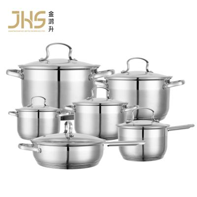 China JHS Kitchen Casserole Sustainable Casserole Cooking Pot Stainless Steel Cookware Set With Clear Glass Cover for sale