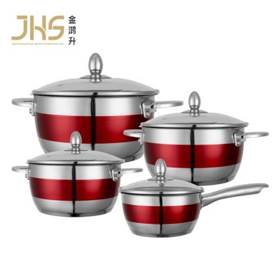 China JHS Sustainable Kitchenware Cooking Pot Stainless Steel Cookware Sets With Pan Frying Pan for sale