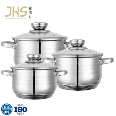 China JHS Sustainable Casserole 3 Pieces Stainless Steel Cookware Cookware Set Cookware Set for sale