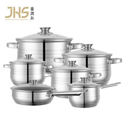 China JHS Sustainable 12 Piece Stainless Steel Casserole Non - Stick Frying Pan Kitchen Pan Cookware for sale