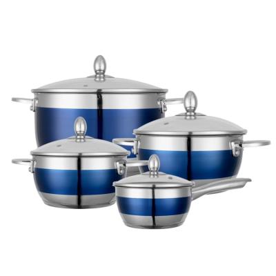 China 4pcs gift cookware set viable blue cocina de juego de ollas de lenta d'olla de cocion casarolle for sale