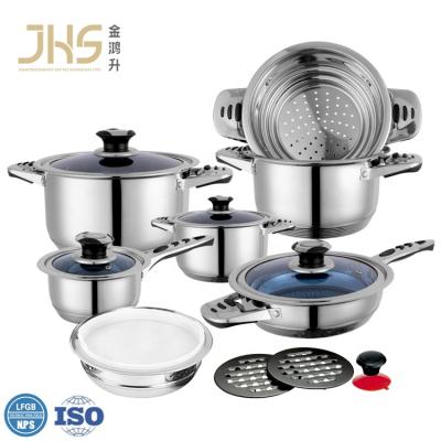 China Wholesale JHS Cookware Making Viable Steamer Pot Set Sauce Pan Cookware Stainless Steel Pot Set for sale