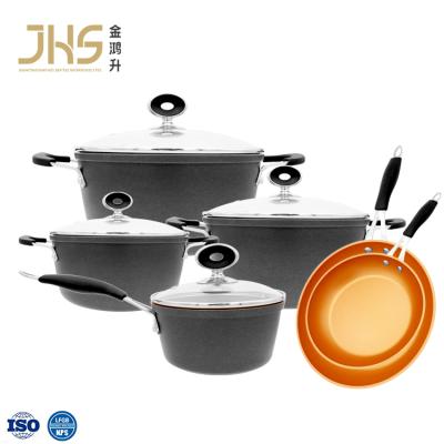 China Nordic Sustainable Good Quality Kitchen Die Cast Aluminum Induction Cook Be Careful Non To Stick Non Stick Pan Pots And Pans Cookware Set for sale