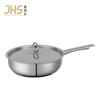 China Sustainable JHS cookware sauté pans stainless steel chinese fry pan skillet with lid for sale