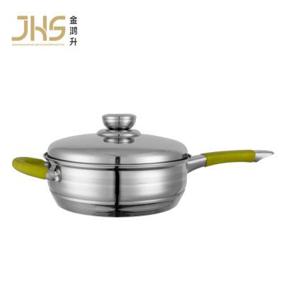 China Viable JHS cookware makers cooking pan stick wok pan stainless steel wok pan non for sale