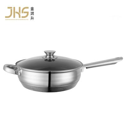 China JHS Cook Sustainable Casserole Pans Frying Pan Stainless Steel Stick Non Deep Fryer Pan with Lid for Restaurants Kitchen for sale